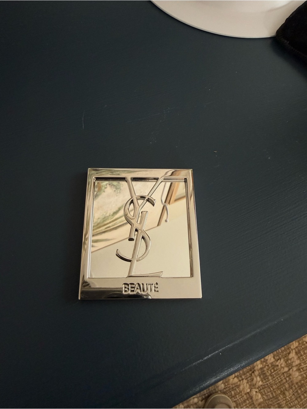 Yves Saint Laurent Silver-Tone YSL Compact Mirror